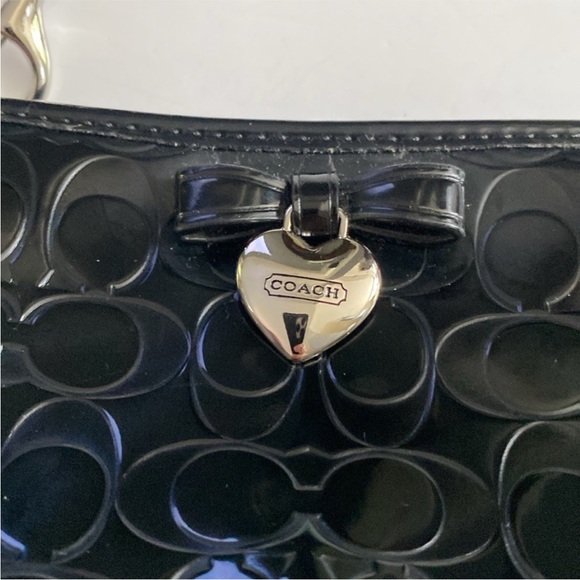 Coach Bag Signature Patent Glossy F49562 Wristlet Pouch Black - Picture 11 of 15